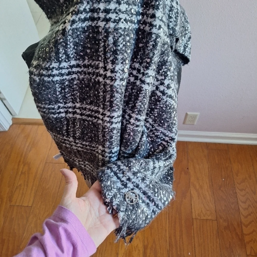 MICHAEL Michael Kors Black and White Plaid Scarf